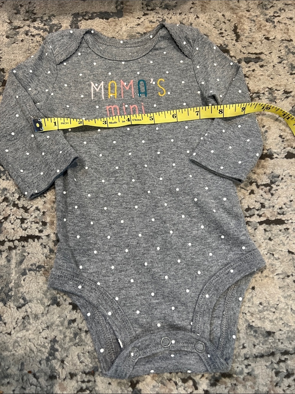 Carter's Gray Polka Dot "Mama's Mini" Long Sleeve One-Piece - Picture 2 of 4